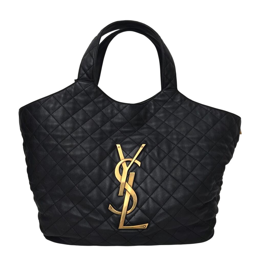 Saint Laurent Icare Maxi Quilted Lambskin Shopping Tote Black